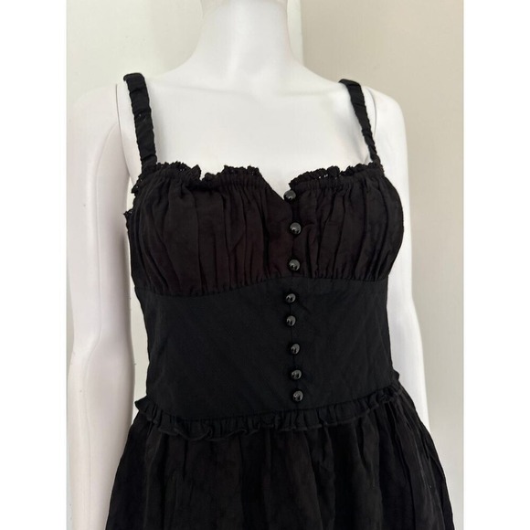 Commense Black Spaghetti Strap Midi Dress Ruffle Hem Cami Summer Cocktail S - Picture 8 of 10